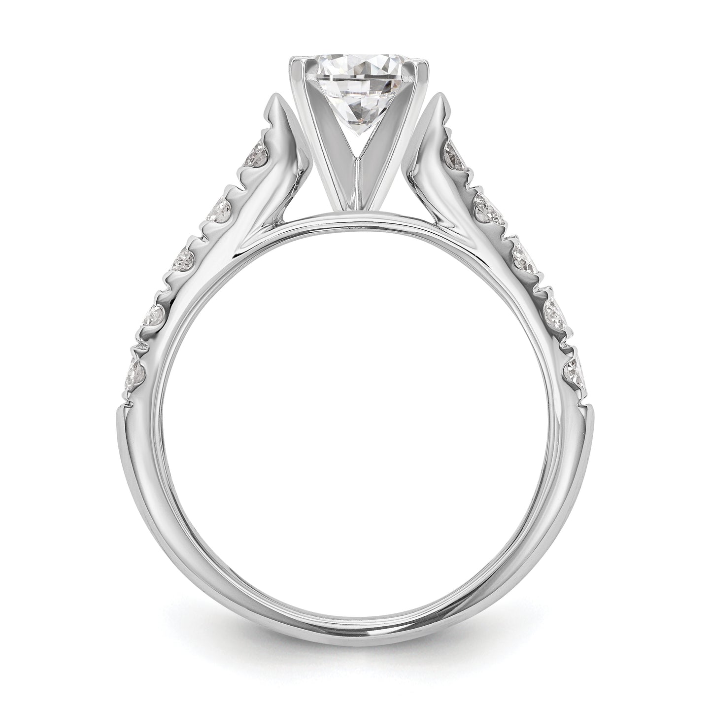 0.45ct. CZ Solid Real 14K White Gold Peg Set Engagement Ring