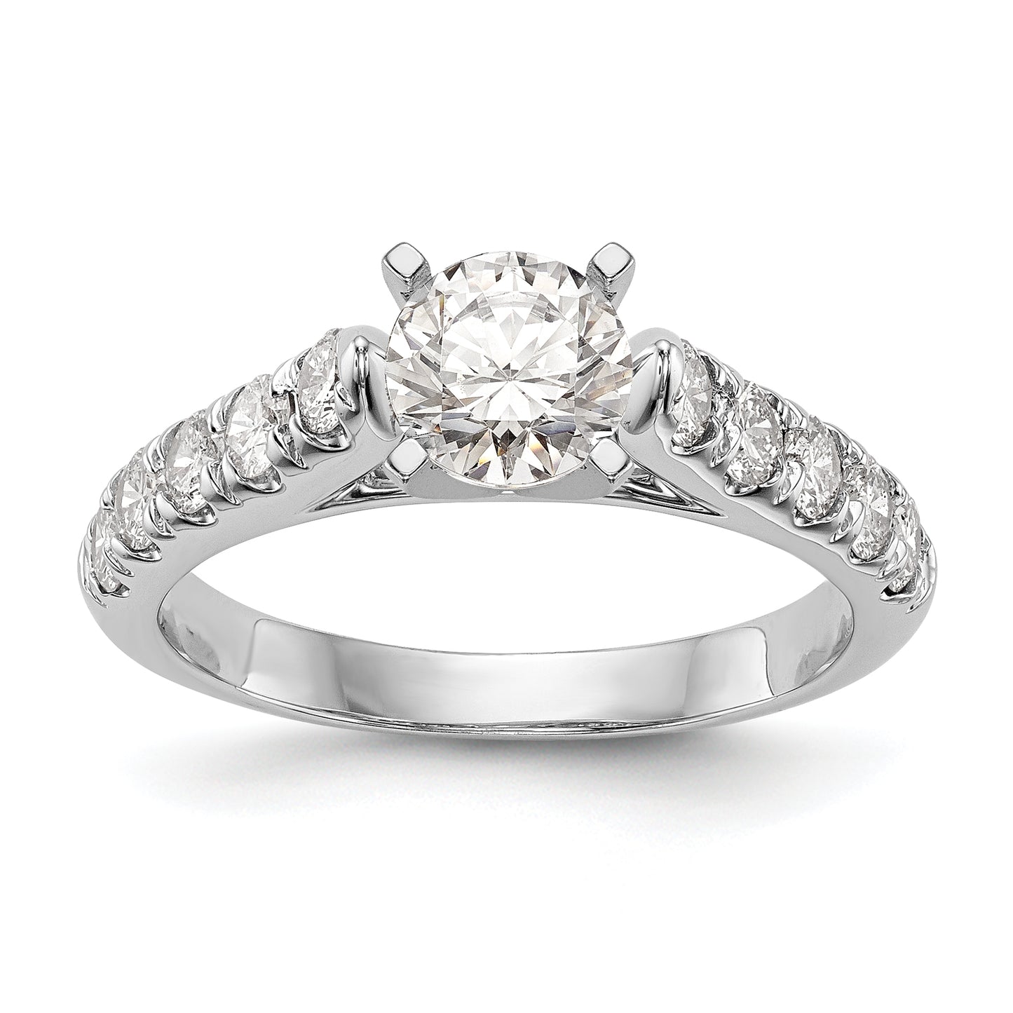 0.45ct. CZ Solid Real 14K White Gold Peg Set Engagement Ring