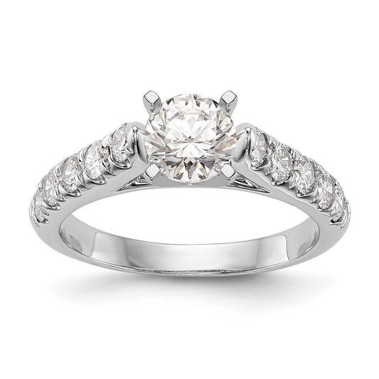 0.45ct. CZ Solid Real 14K White Gold Peg Set Engagement Ring