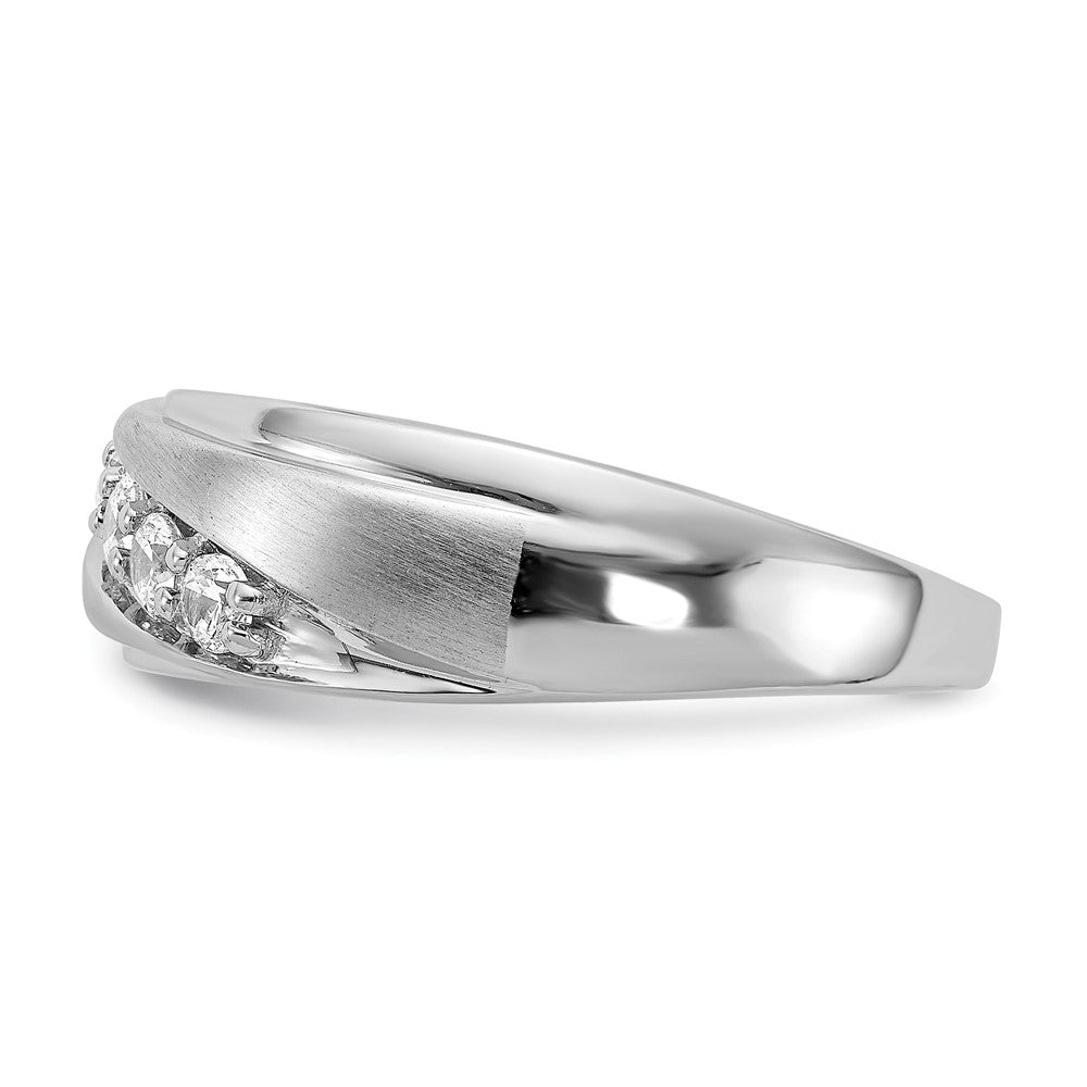 0.38ct. CZ Solid Real 14k White Gold Polished & Satin Ring