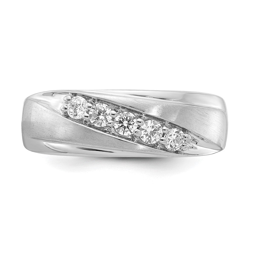 14k White Gold Polished & Satin Real Diamond Ring