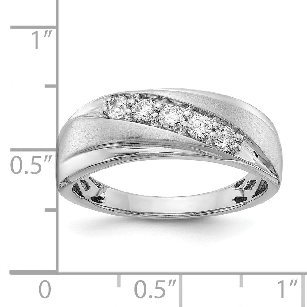 14k White Gold Polished & Satin Real Diamond Ring