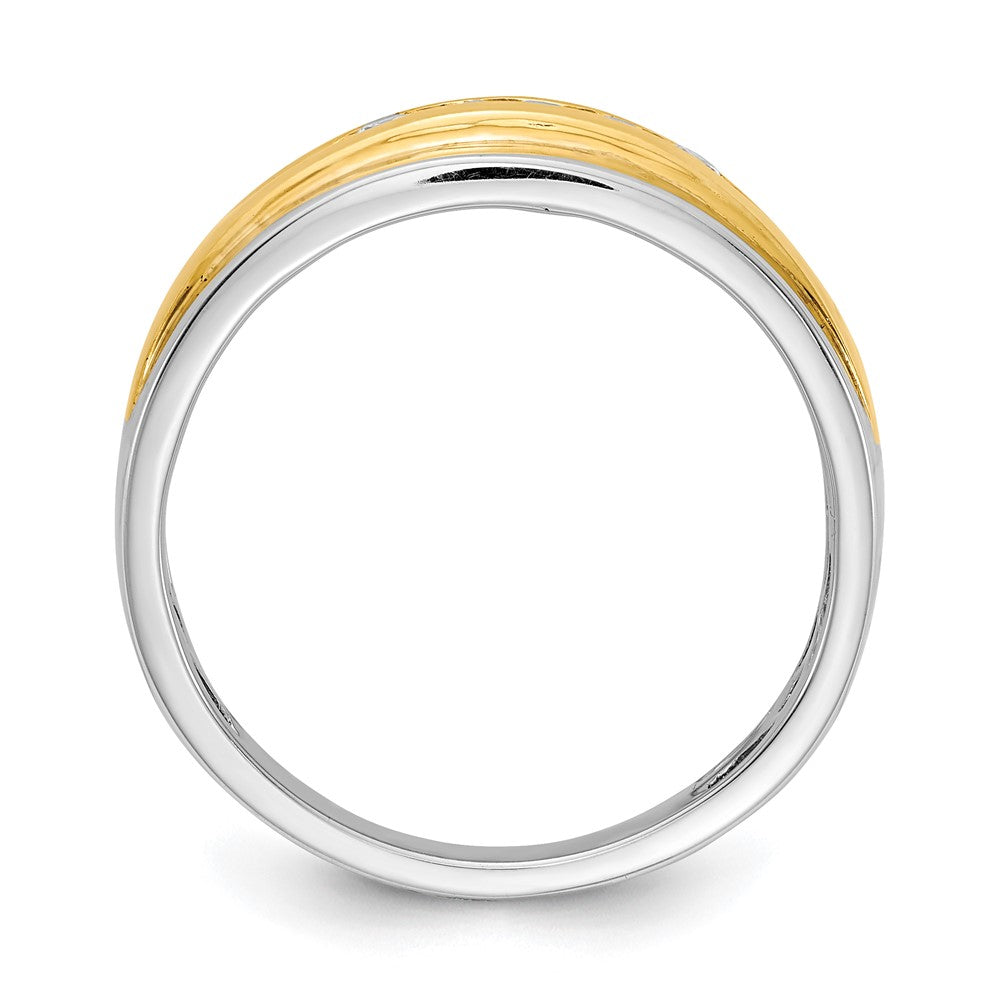 14k White & Yellow Gold Real Diamond Mens Ring