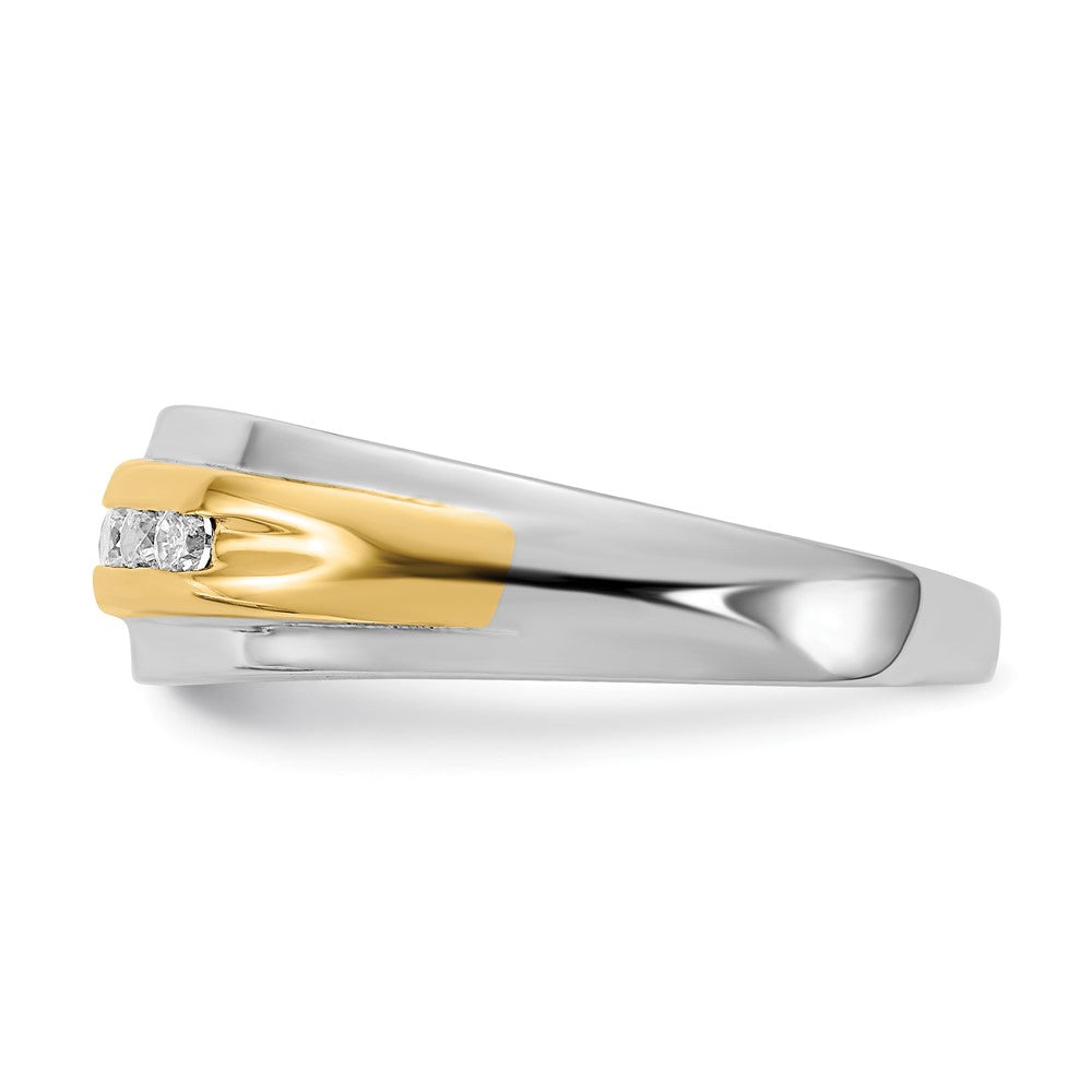 14k White & Yellow Gold Real Diamond Mens Ring