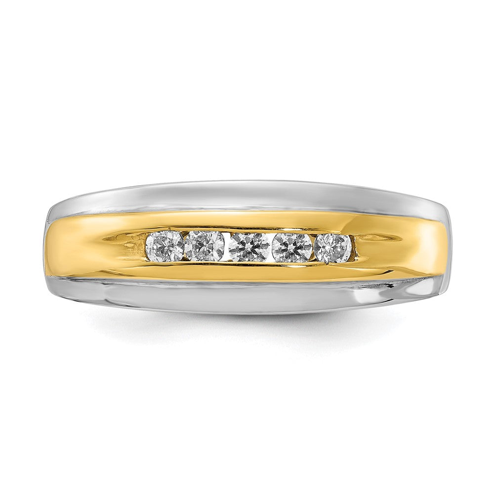 14k White & Yellow Gold Real Diamond Mens Ring