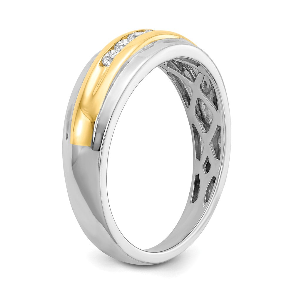 14k White & Yellow Gold Real Diamond Mens Ring