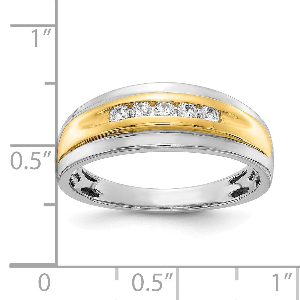 14k White & Yellow Gold Real Diamond Mens Ring