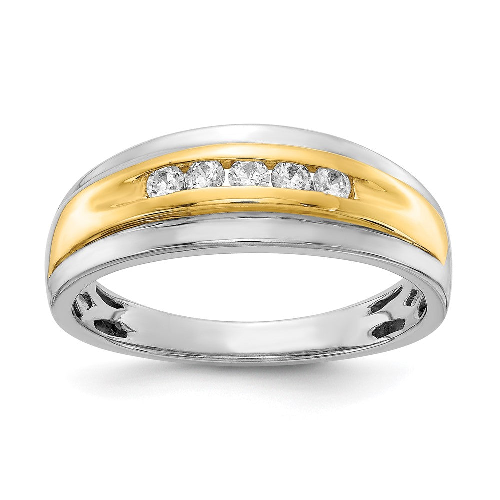 14k White & Yellow Gold Real Diamond Mens Ring