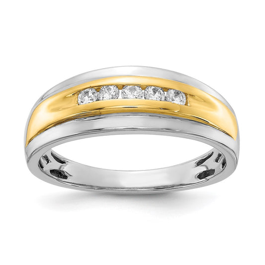 14k White & Yellow Gold Real Diamond Mens Ring