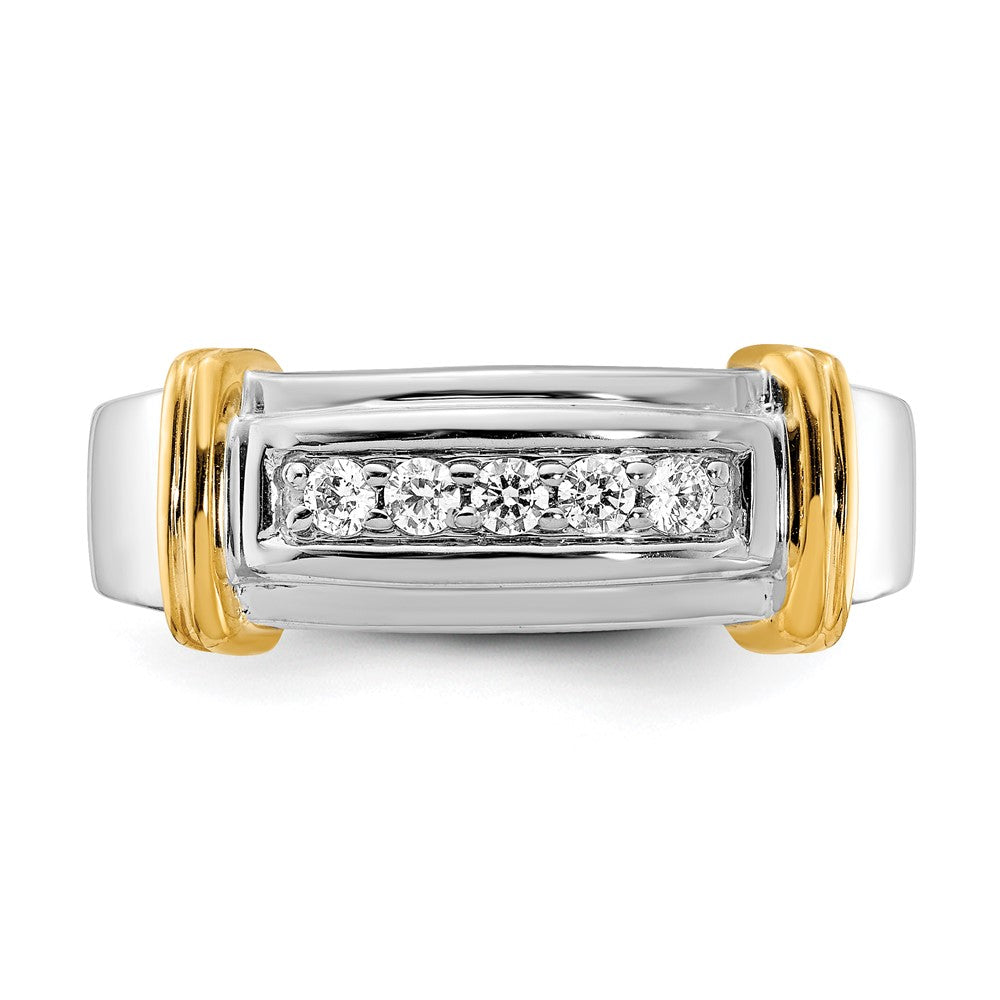 14k White & Yellow Gold Real Diamond Men's Ring