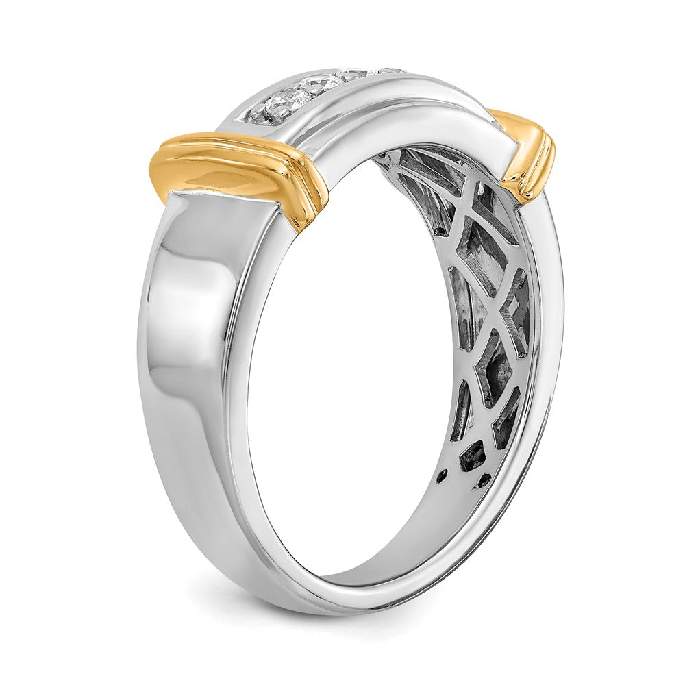 14k White & Yellow Gold Real Diamond Men's Ring