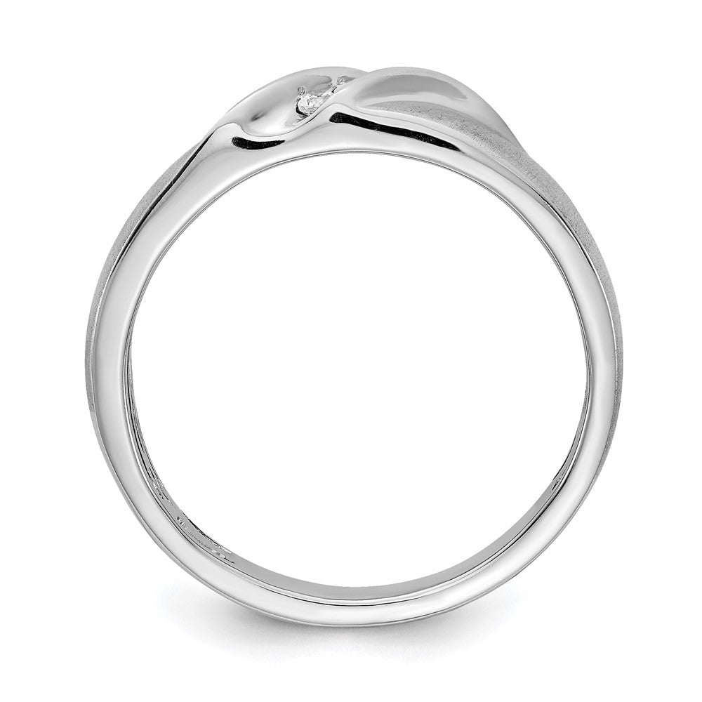 14k White Gold Satin Real Diamond Men's Ring