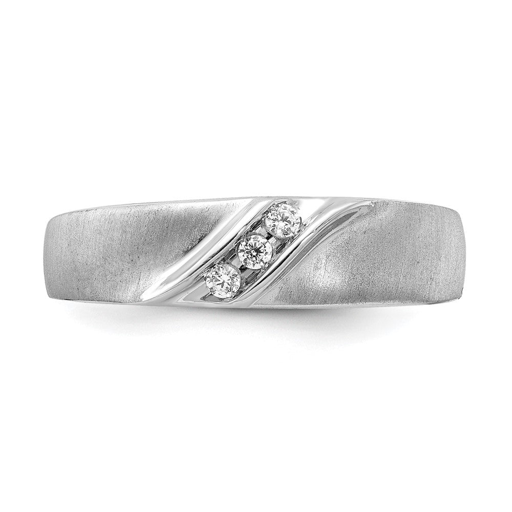 14k White Gold Satin Real Diamond Men's Ring