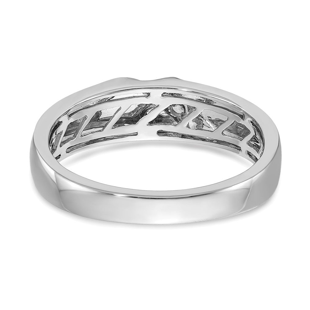 14k White Gold Satin Real Diamond Men's Ring