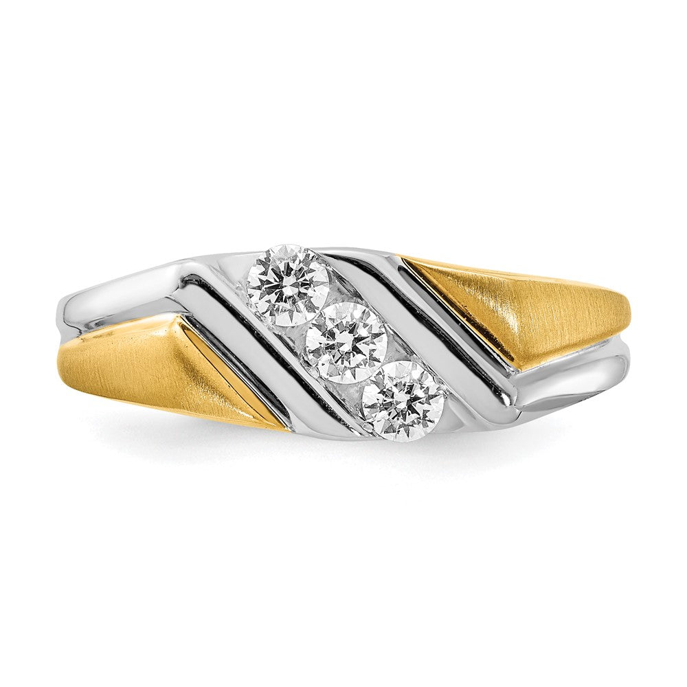 14k White & Yellow Gold Real Diamond Men's Ring