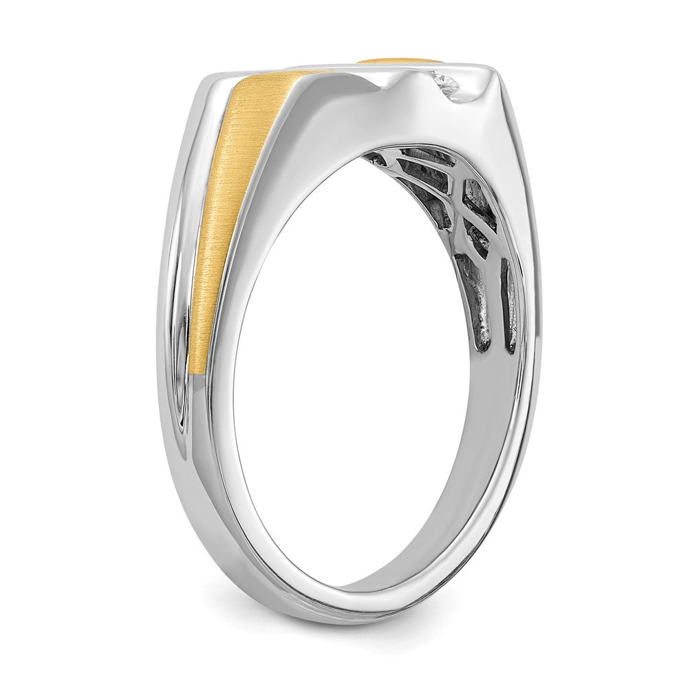 14k White & Yellow Gold Real Diamond Men's Ring