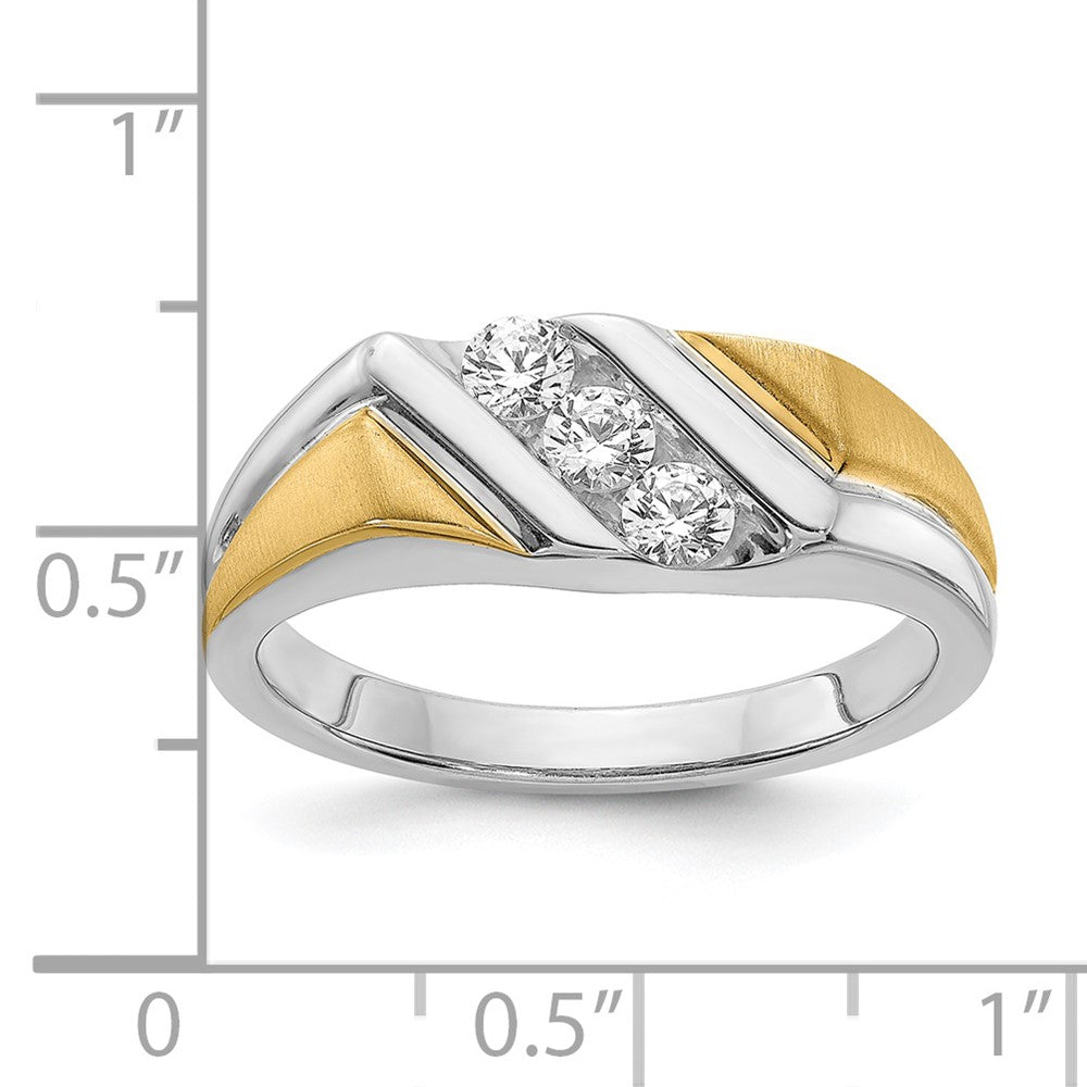 14k White & Yellow Gold Real Diamond Men's Ring