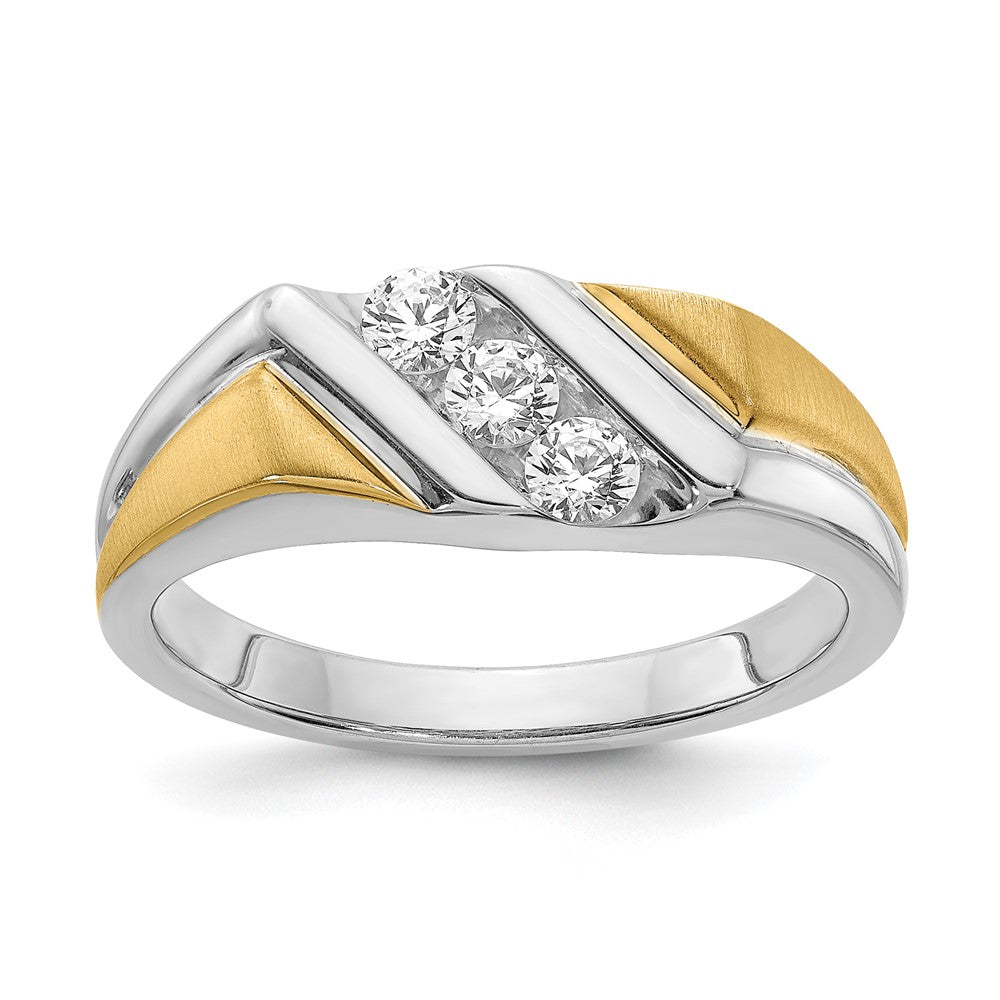 14k White & Yellow Gold Real Diamond Men's Ring