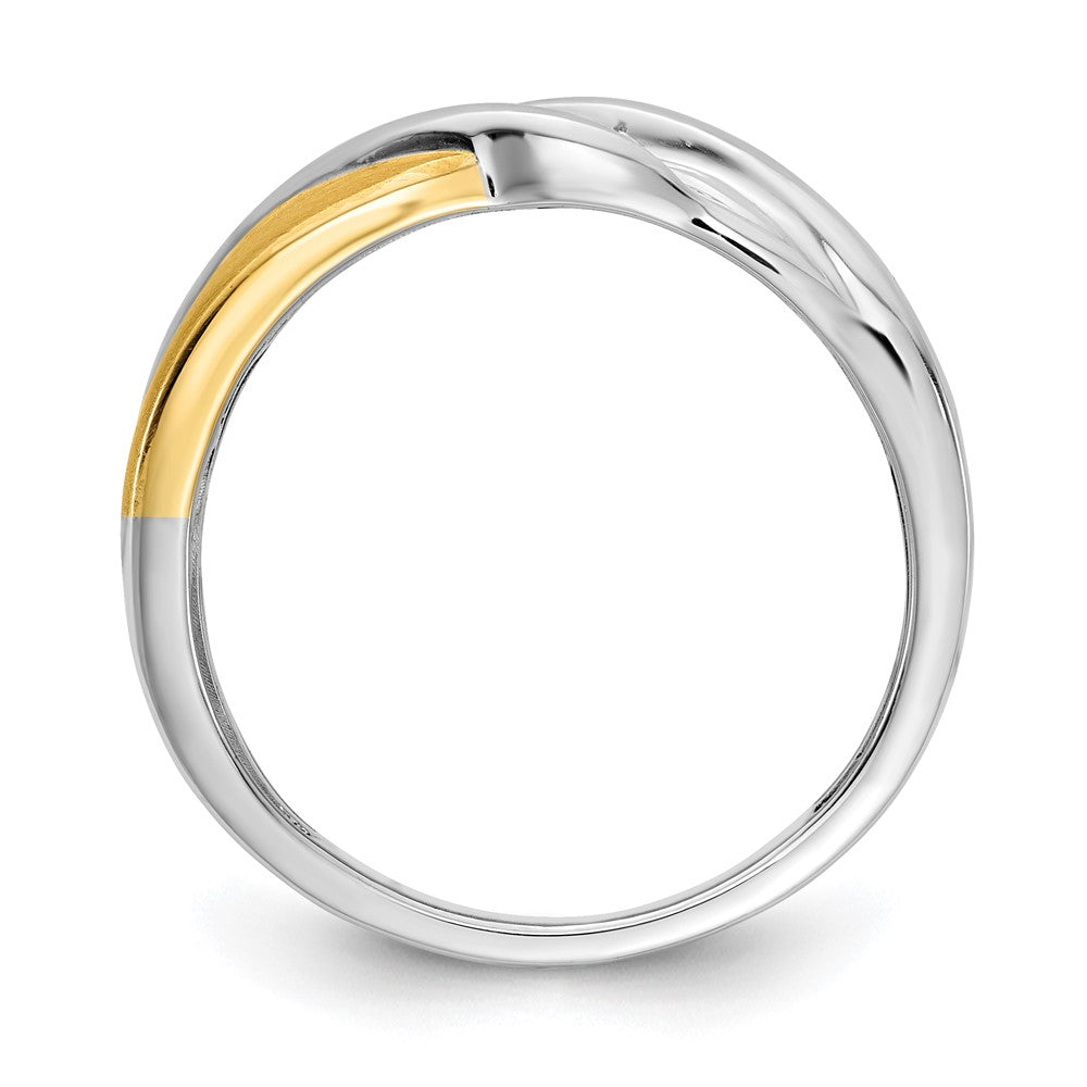 0.16ct. CZ Solid Real 14k White & Yellow Gold Men's Ring