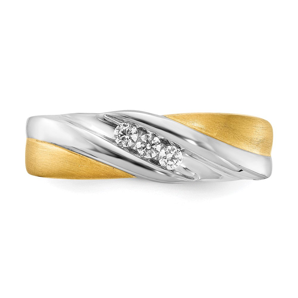 14k White & Yellow Gold Real Diamond Men's Ring