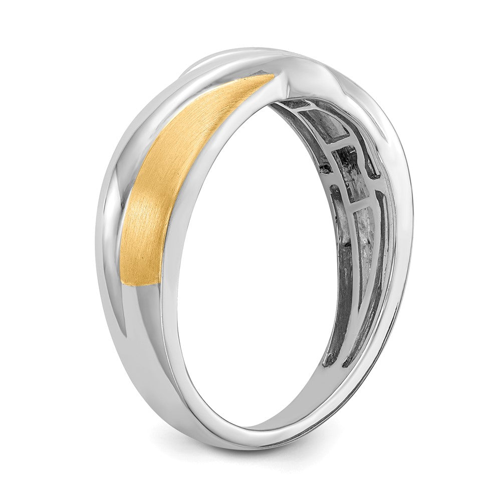 0.16ct. CZ Solid Real 14k White & Yellow Gold Men's Ring