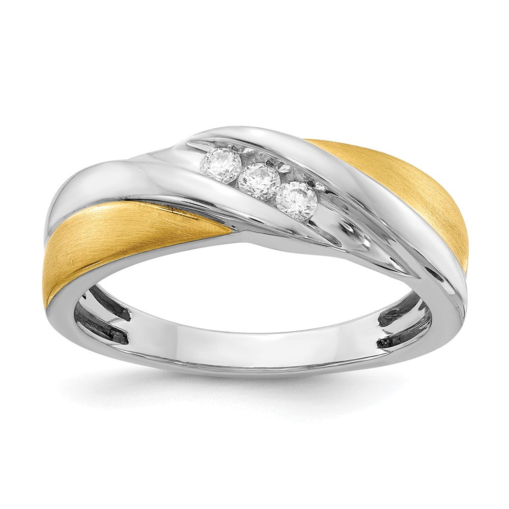 14k White & Yellow Gold Real Diamond Men's Ring