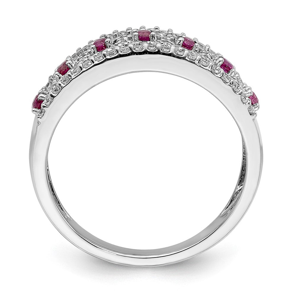 14k White Gold Real Diamond & Ruby Fancy Ring