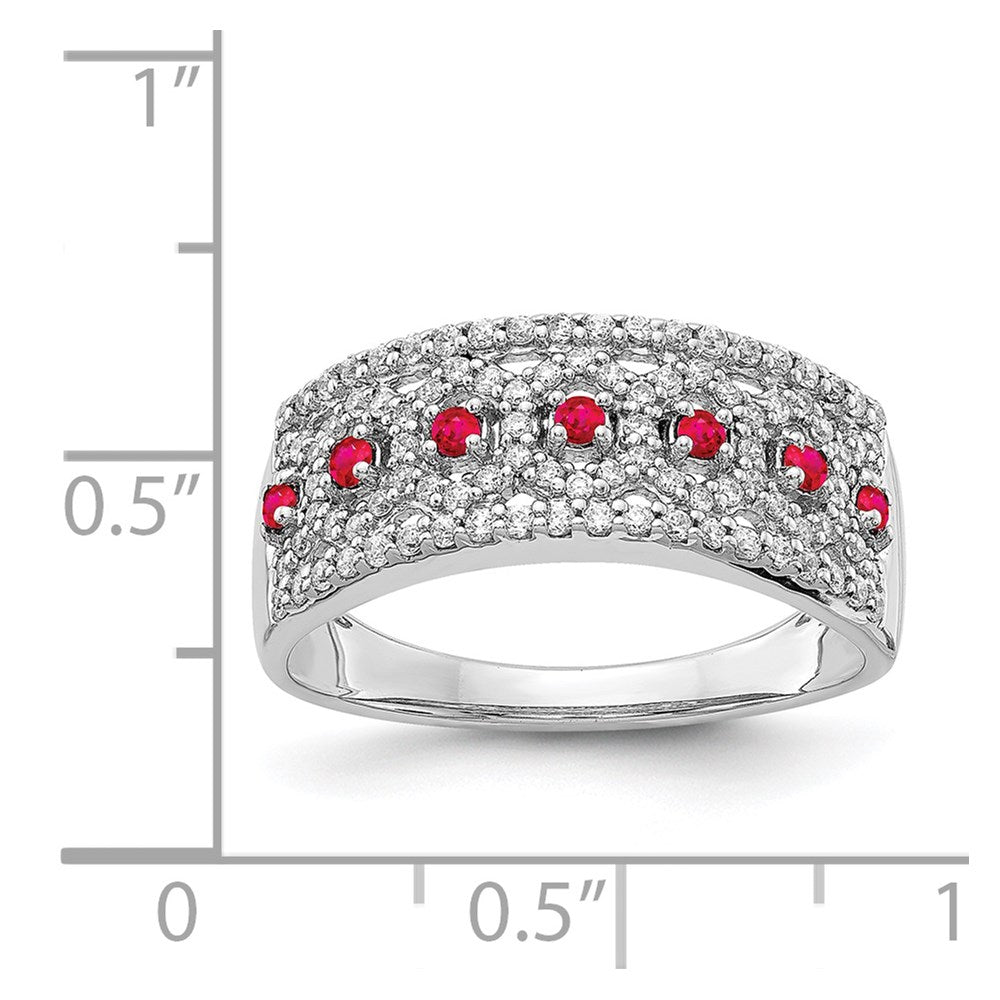 14k White Gold Real Diamond & Ruby Fancy Ring