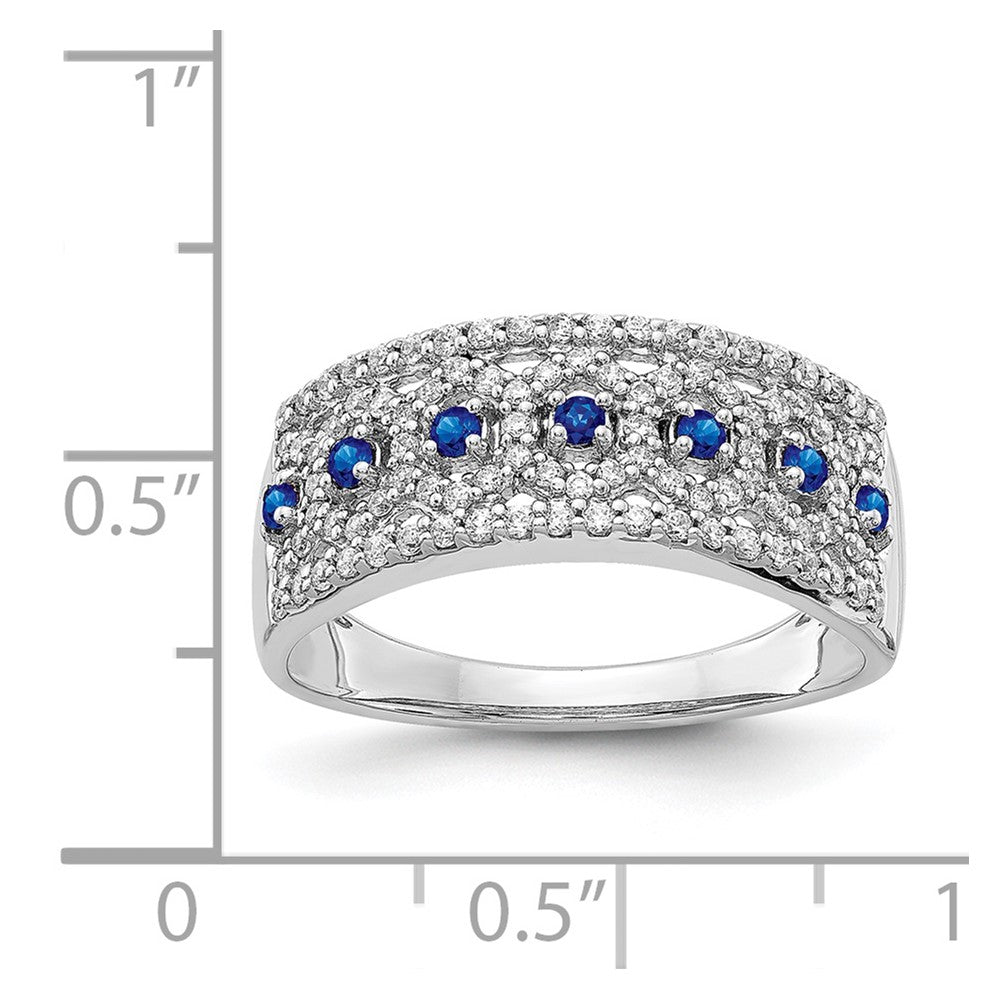 14k White Gold Real Diamond & Sapphire Fancy Ring