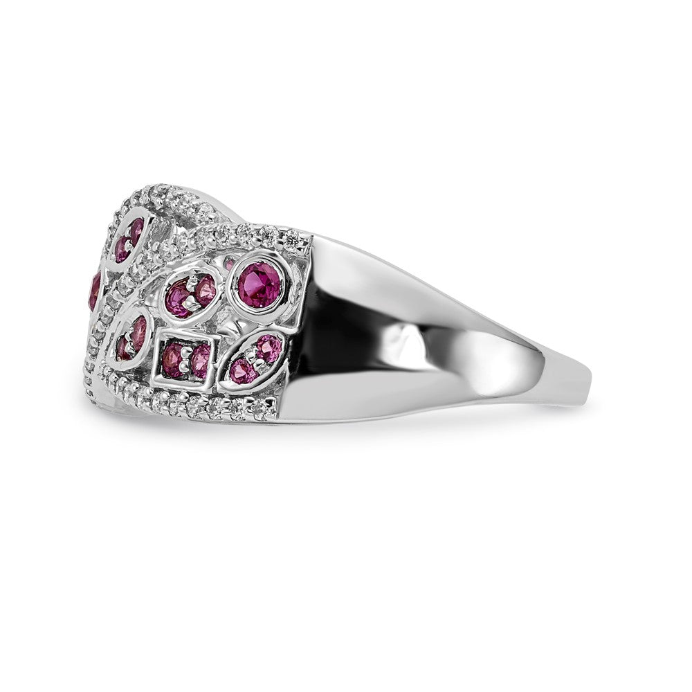 14k White Gold Real Diamond & Ruby Fancy Ring