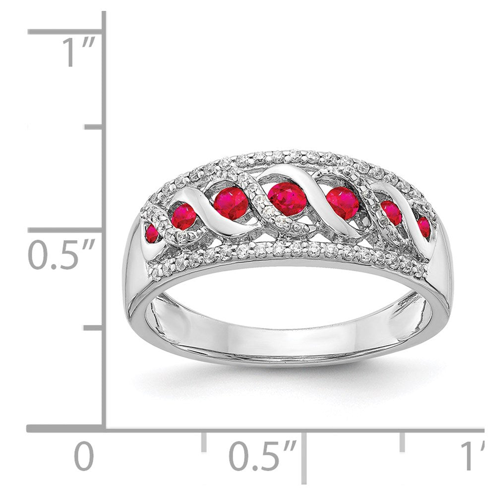 14k White Gold Real Diamond & Ruby Fancy Ring