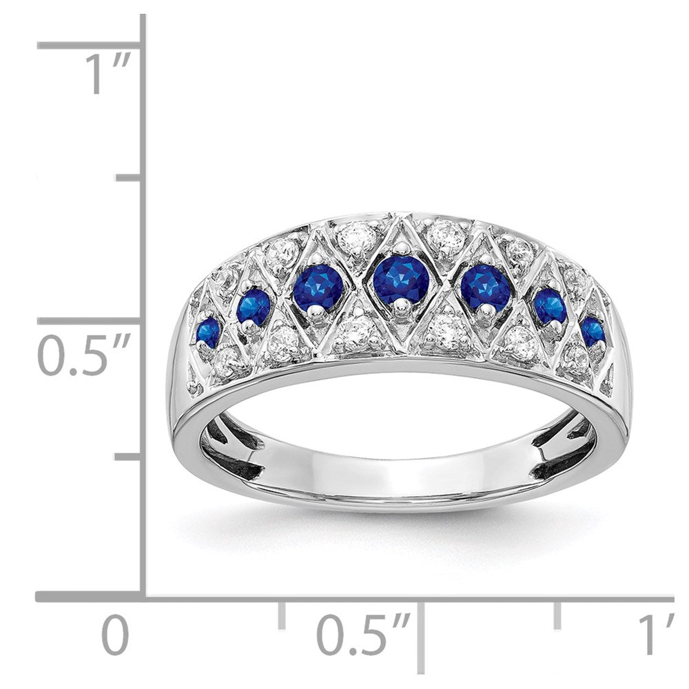 14k White Gold Real Diamond and Sapphire Fancy Ring