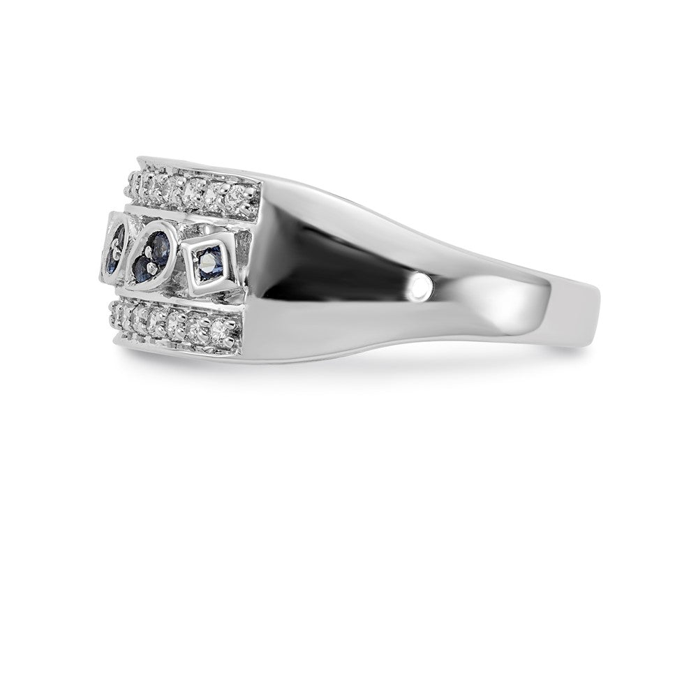 14k White Gold Real Diamond & Sapphire Fancy Ring