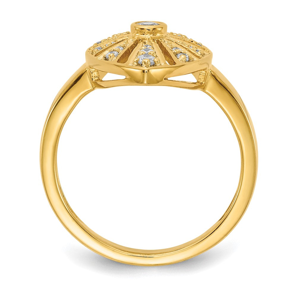 14K Yellow Gold Real Diamond Vintage Ring