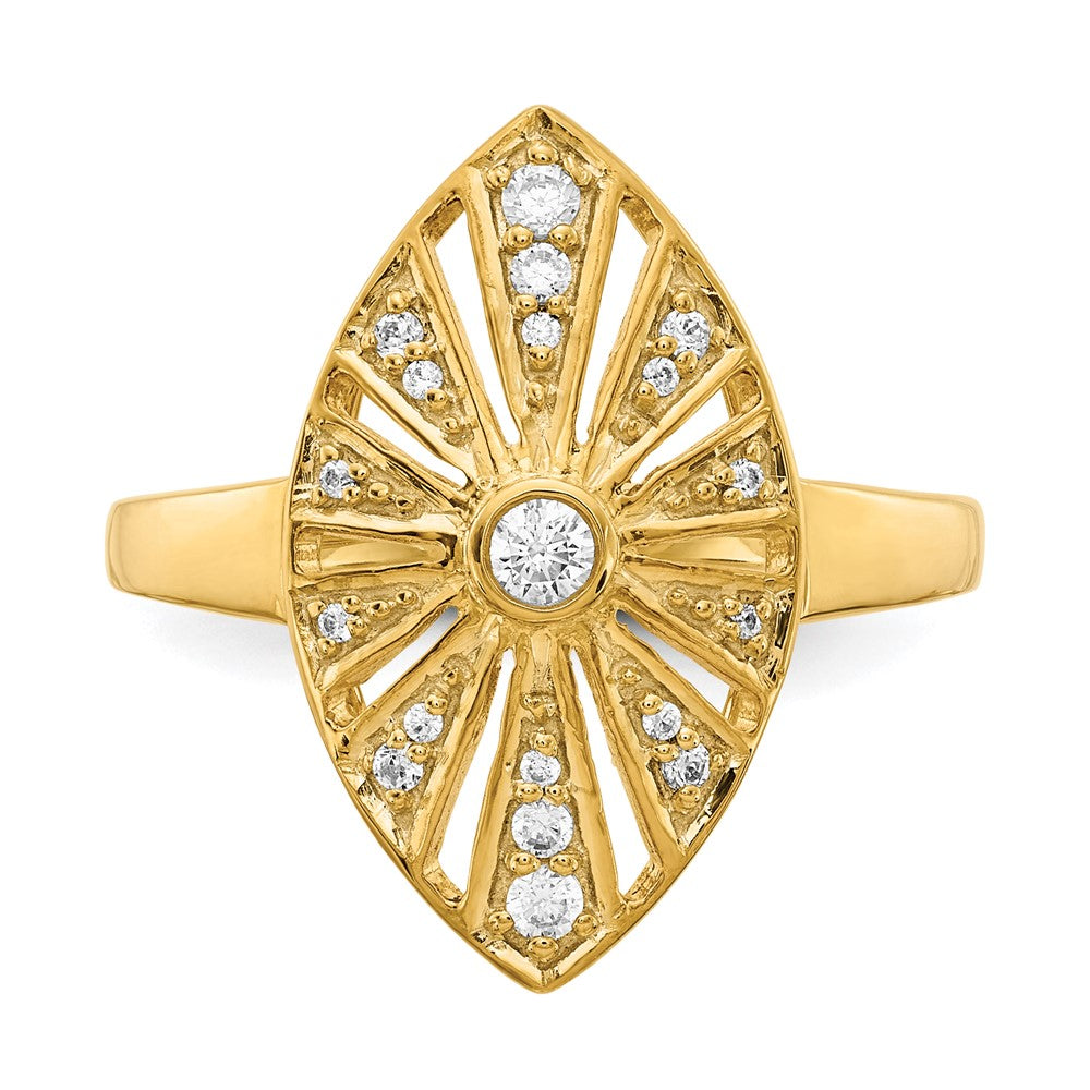 14K Yellow Gold Real Diamond Vintage Ring