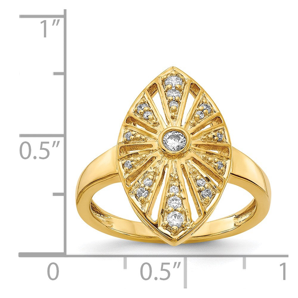 14K Yellow Gold Real Diamond Vintage Ring