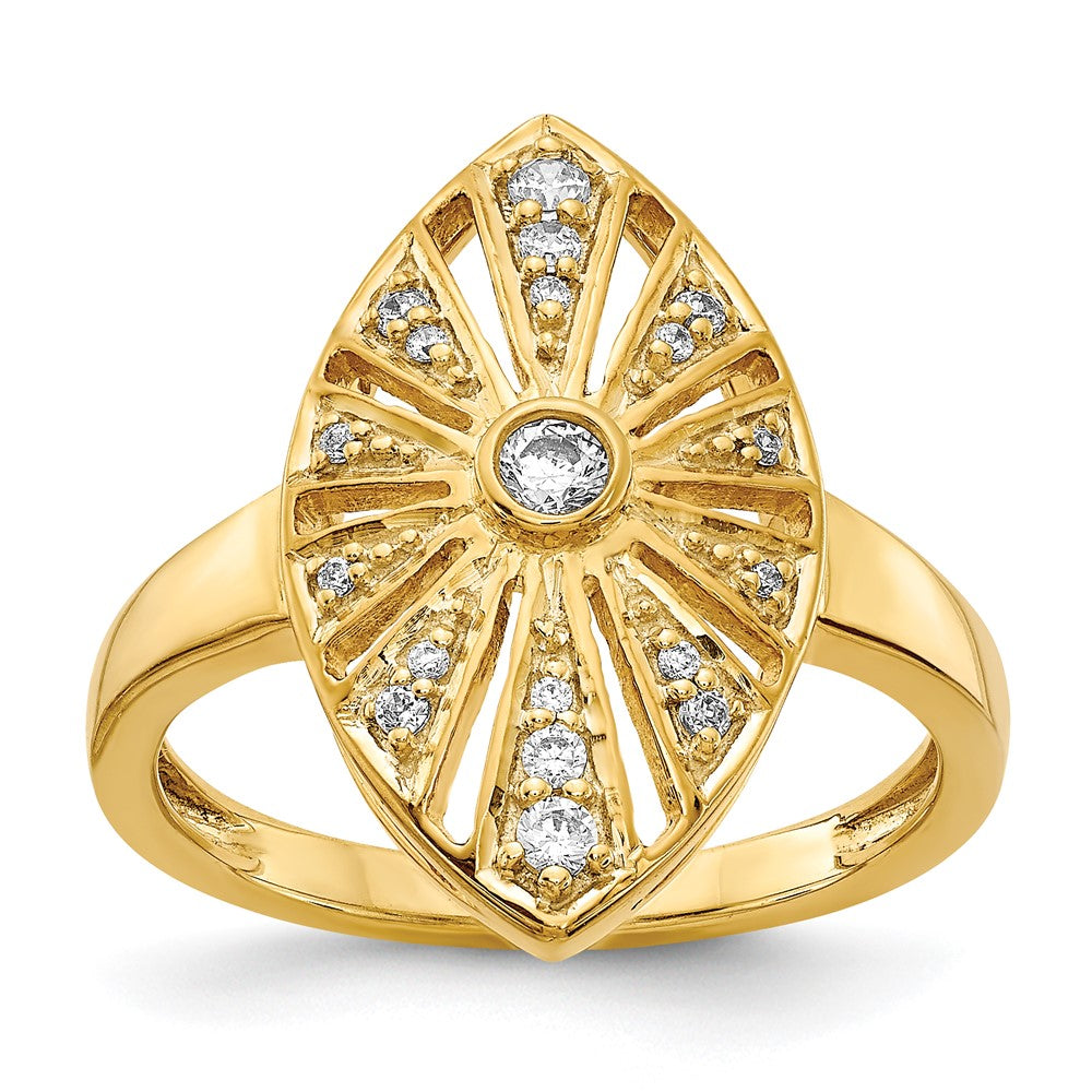 14K Yellow Gold Real Diamond Vintage Ring