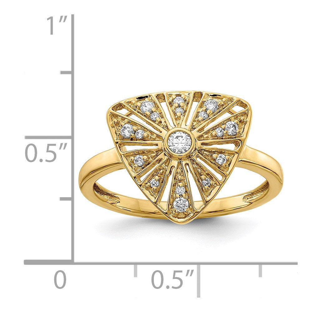 14K Yellow Gold Real Diamond Vintage Ring