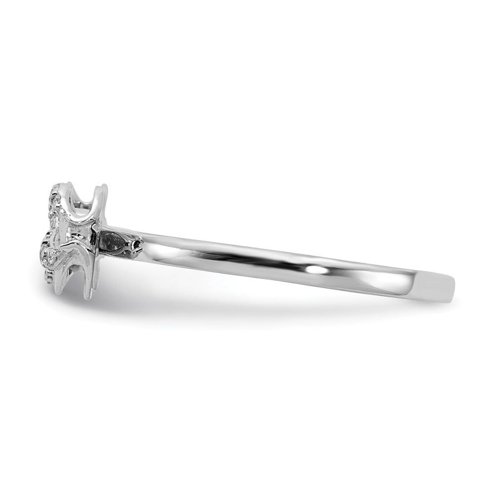 14k White Gold Real Diamond Bow Ring