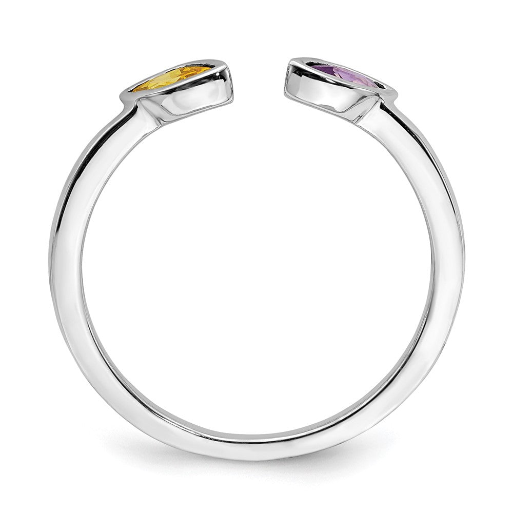 14k White Gold Marquise Amethyst and Citrine Ring