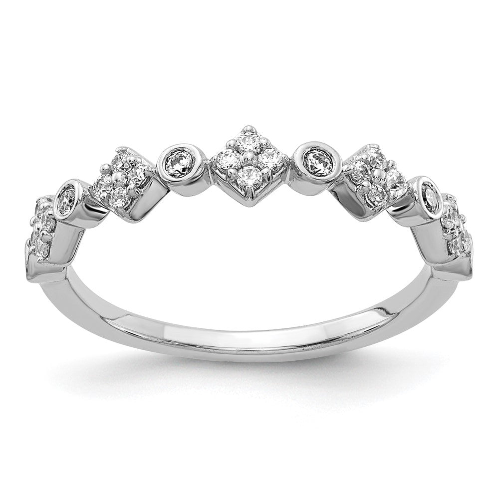 14k White Gold Fancy Real Diamond Band