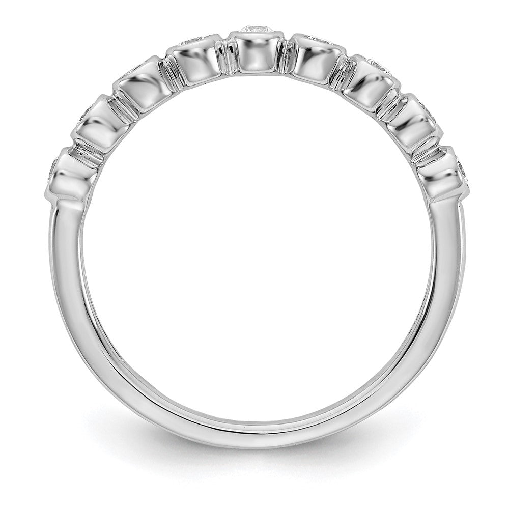 14k White Gold 9-stone Bezel-set Real Diamond Band