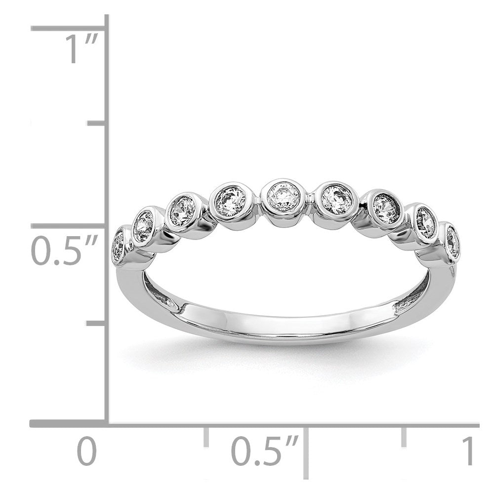 14k White Gold 9-stone Bezel-set Real Diamond Band