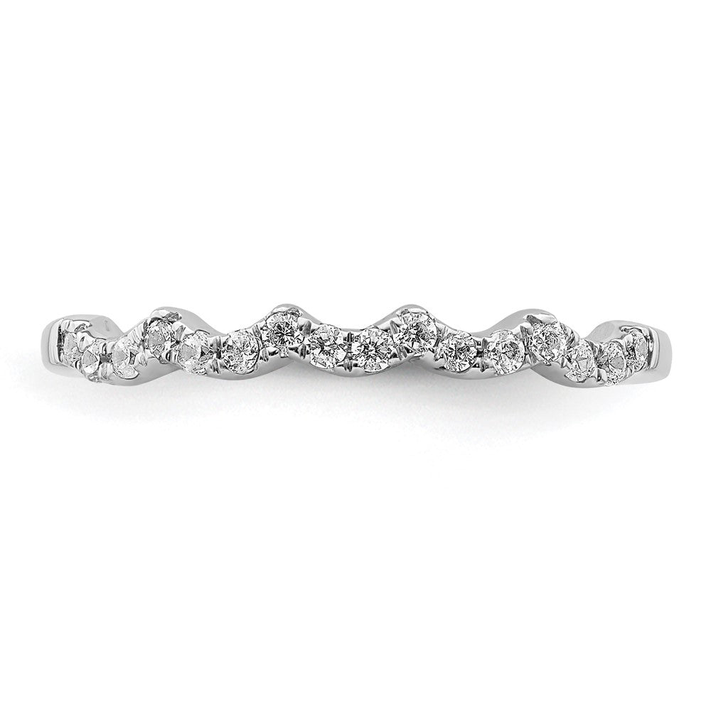 14k White Gold Real Diamond Scalloped Ring