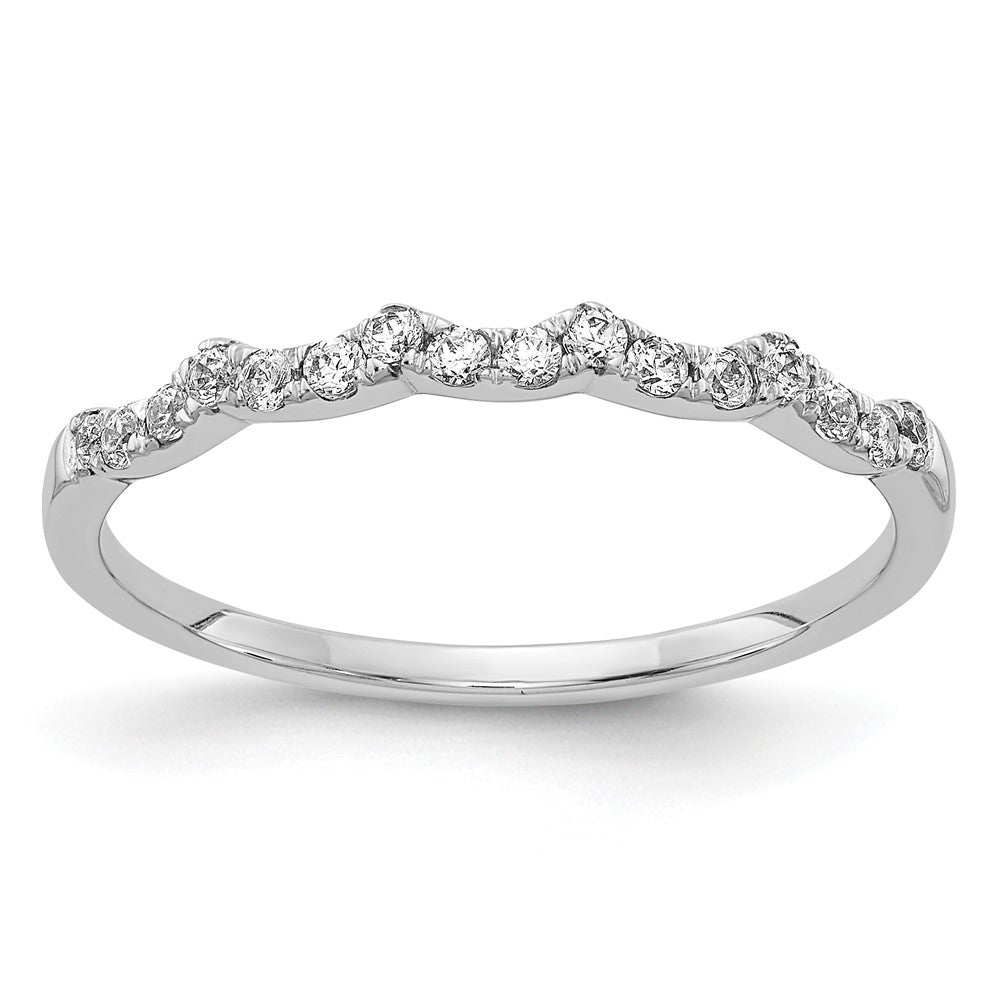 14k White Gold Real Diamond Scalloped Ring