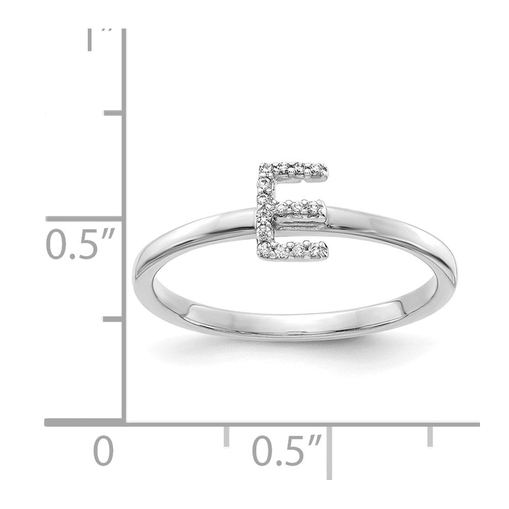 14k White Gold Real Diamond Initial E Ring