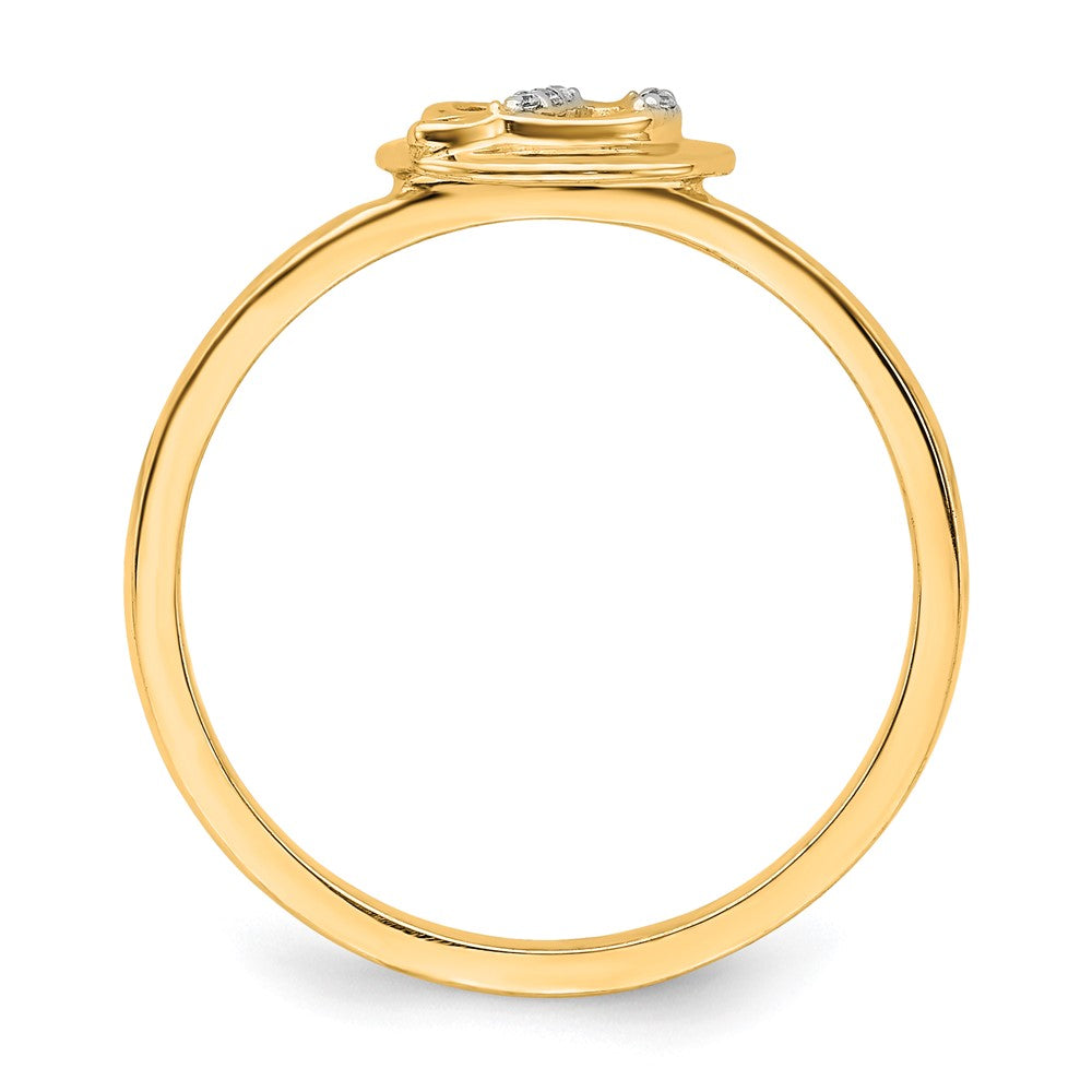 14k Yellow Gold Real Diamond Initial D Ring