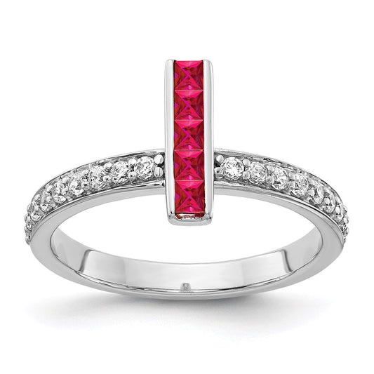 14k White Gold Real Diamond & Ruby Ring