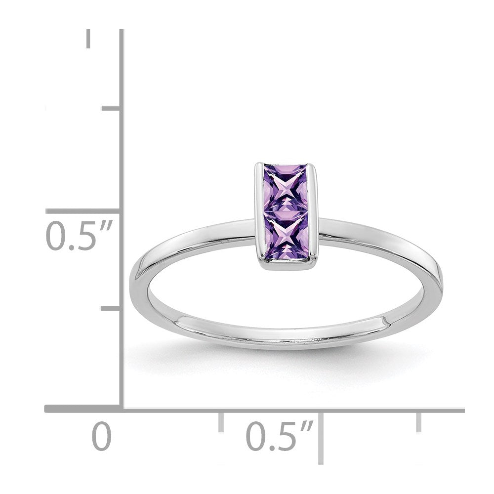 Solid 14k White Gold Simulated Amethyst Ring