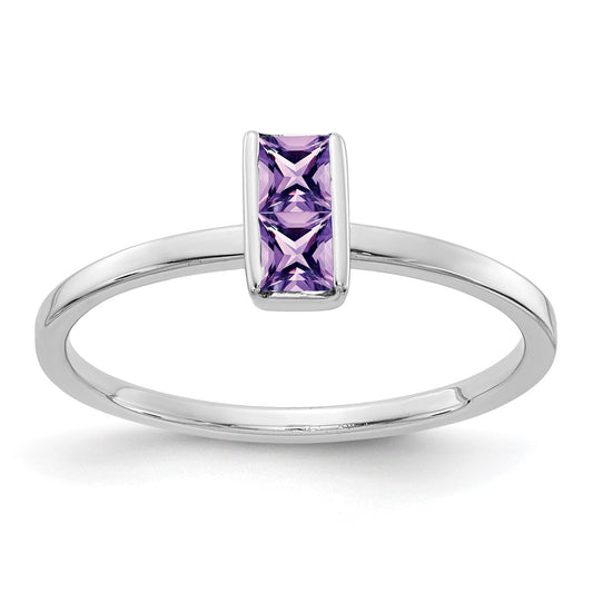 Solid 14k White Gold Simulated Amethyst Ring